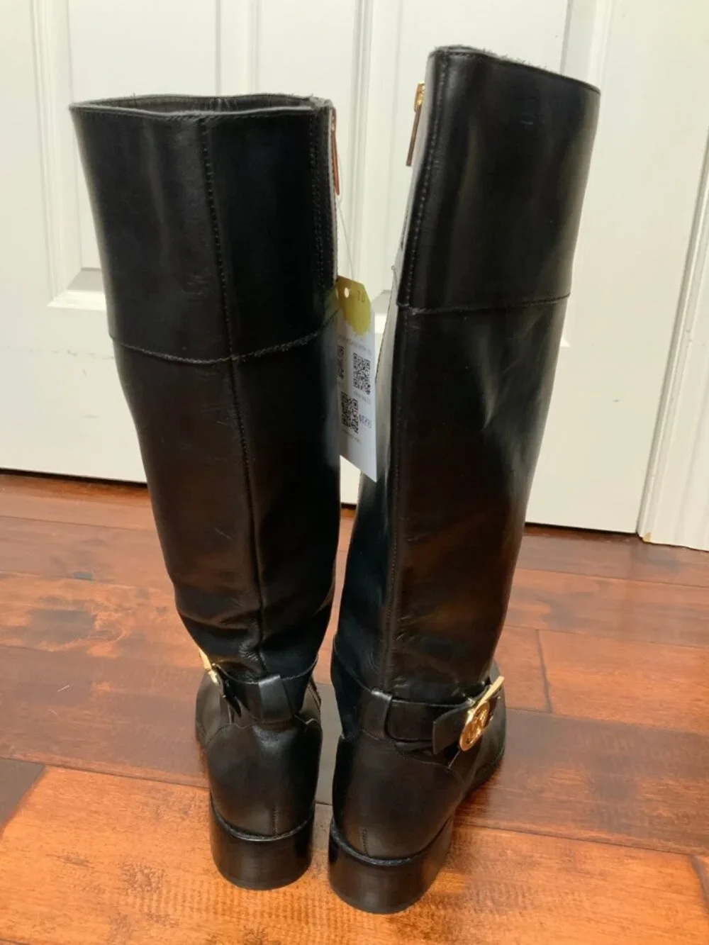 Michael Kors Black Leather Knee High Riding Boots, Size 6